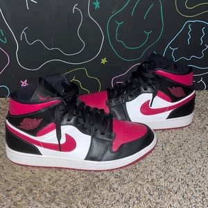 Maroon/white/black Jordan 1s